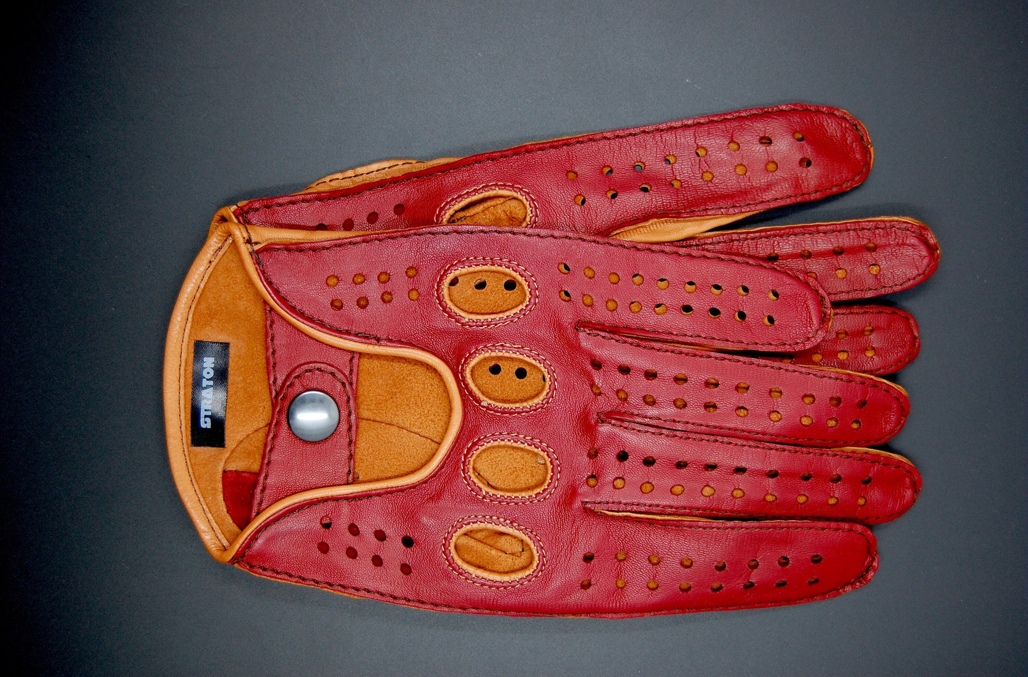 Red leather driving gloves