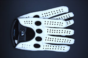White leather driving gloves